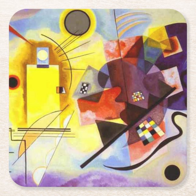 Gelbe blaue Kandinsky-Abstrakte Malerei Rechteckiger Pappuntersetzer (Vorderseite)