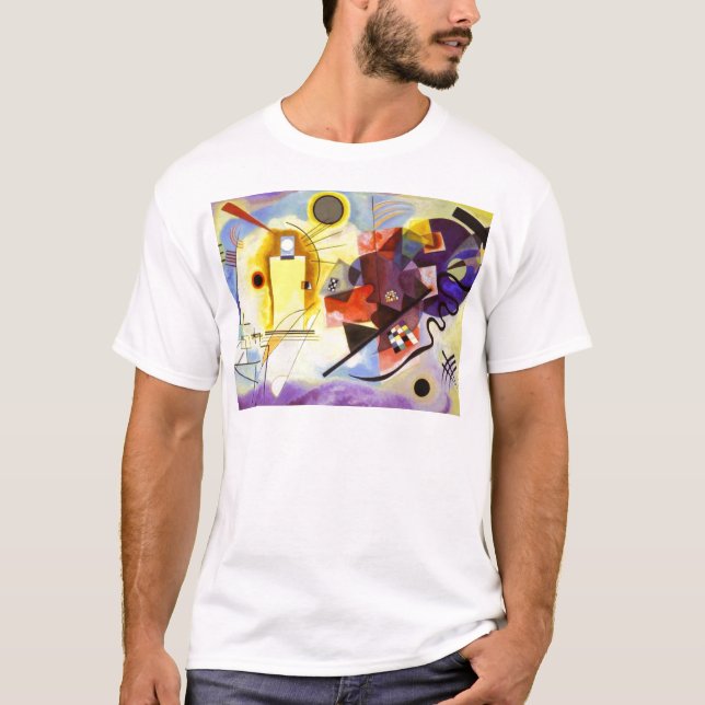 Gelbe blaue Kandinsky-Abstrakte Malerei T-Shirt (Vorderseite)