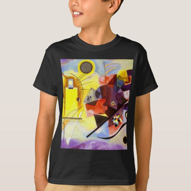 Gelbe blaue Kandinsky-Abstrakte Malerei T-Shirt (Vorderseite)
