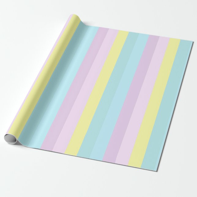 Gelbe blaue Lila Pastellfarben Streifen Geschenk Geschenkpapier (Ungerollt)