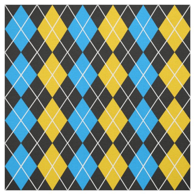 Gelbe blaue Raute Diamant Design Stoff (Muster)