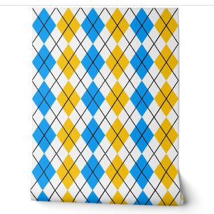 Gelbe blaue Raute Diamant-Design-Tapete Tapete