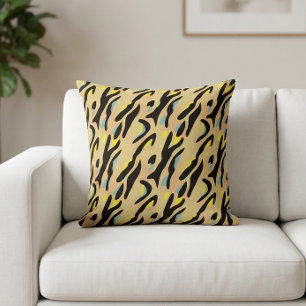 Gelbe blaue schwarze Streifen Tiger Print Kissen