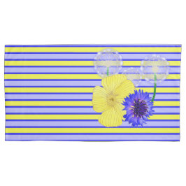 Gelbe blaue Streifen Cornblumen Schmetterlinge Kissenbezug