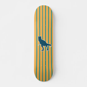 Gelbe blaue Streifen Dinosaurier T-rex Skateboard