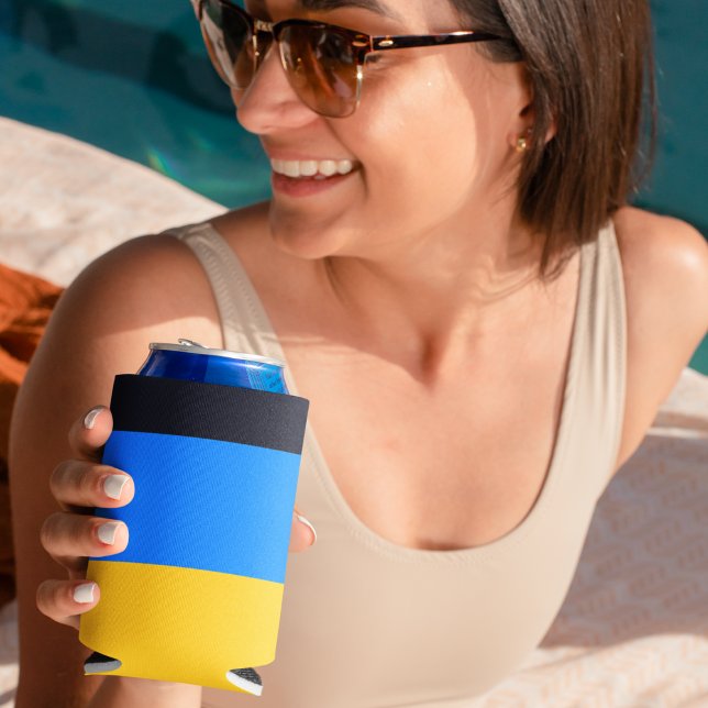 Gelbe blaue Streifen Dosenkühler (can cooler)