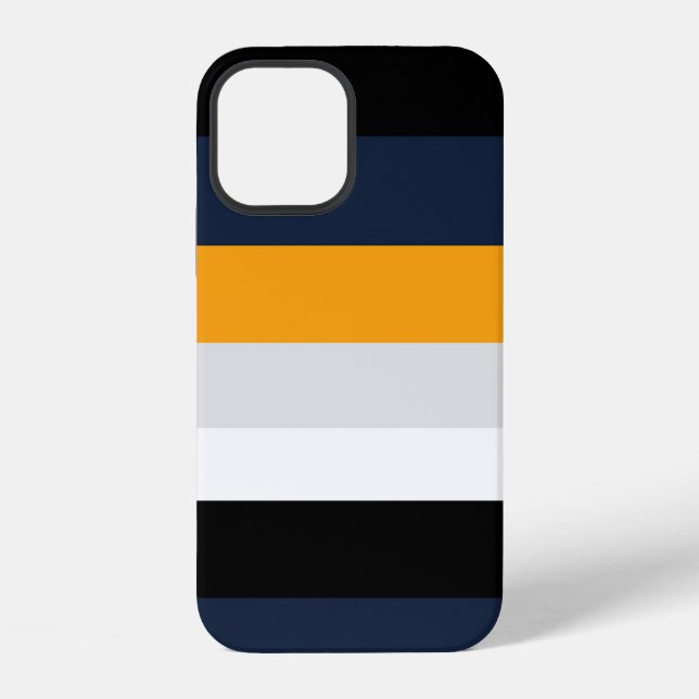 Gelbe, blaue, weiße und schwarze Streifen iPhone 12 Hülle (Rückseite)