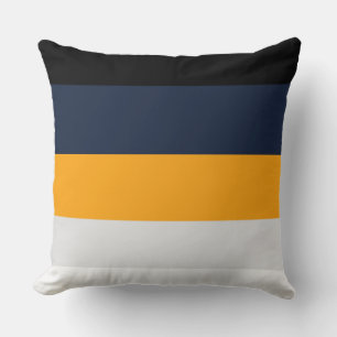 Gelbe, blaue, weiße und schwarze Streifen Kissen
