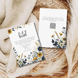 Gelbe blaue Wildblumen feierliches Hochzeitshotel Begleitkarte