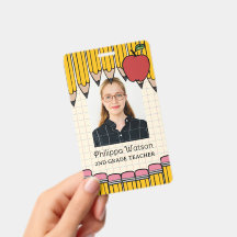 Gelbe Bleistifte Rote Apfel-Schul-Lehrer-ID