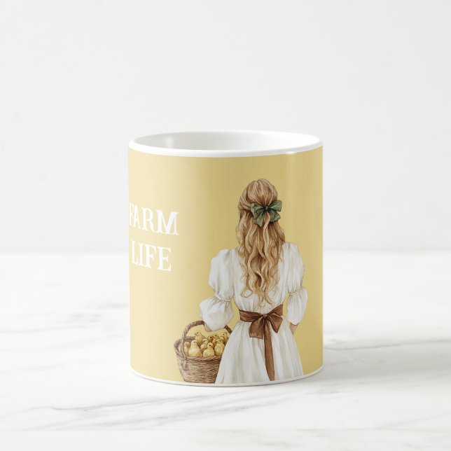 Gelbe Blonde Körbchen mit Küken (Hühner) Kaffeetasse (Mittel)