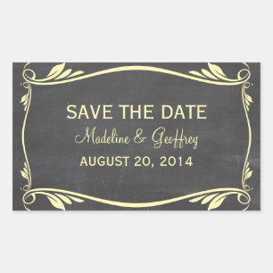 Gelbe Blühend Khalkboard Save the Date Aufkleber