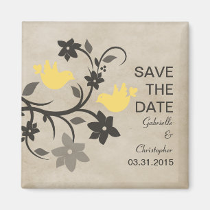 Gelbe blühende Lovebirds speichern das Datumsmagaz Magnet