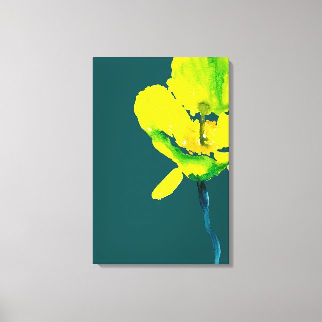 Gelbe Blume abstrakte Wasserfarbe Leinwanddruck (Vorderseite)