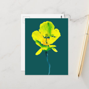 Gelbe Blume abstrakte Wasserfarbe Postkarte