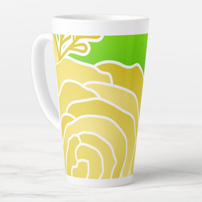 Gelbe Blume Abstrakter Stil Milchtasse (Linke Ecke)