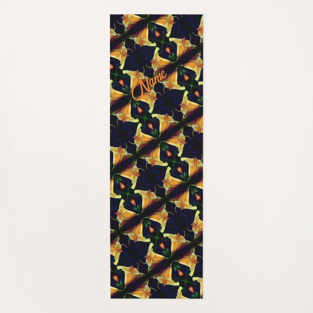 Gelbe Blume Abstraktes Muster Personalisiert Yogamatte (Vorderseite)
