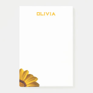 Gelbe Blume auf schwarzem Hintergrund Post-it Klebezettel