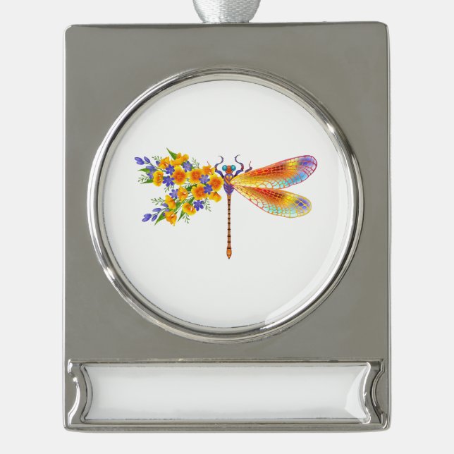Gelbe Blume Banner-Ornament Silber (Vorderseite)