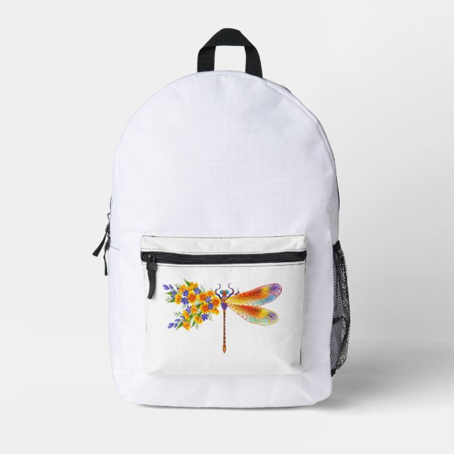 Gelbe Blume Bedruckter Rucksack (Vorderseite)
