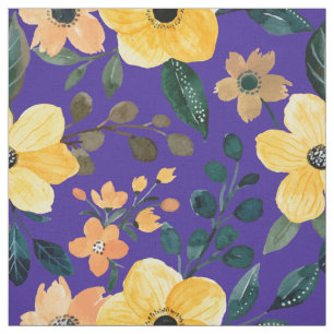 Gelbe Blume Blau Lila Botanisch Stoff
