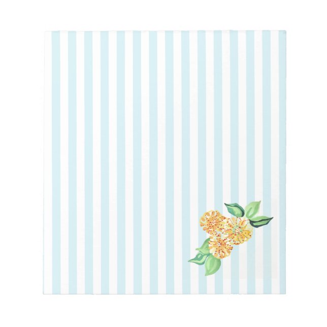 Gelbe Blume Blauer Streifen Notizblock (Vorderseite)