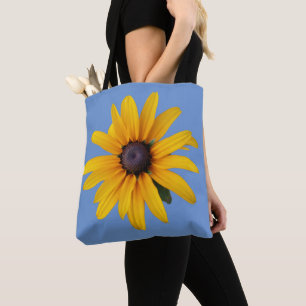 Gelbe Blume Blaues Foto Totbeutel Tasche