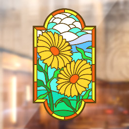 Gelbe Blume Blaues Himmelsglas Imitate Fensteraufkleber