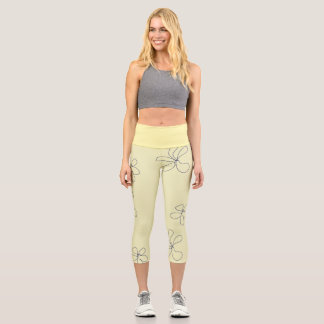 gelbe Blume Capri Leggings