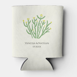 Gelbe Blume Cholla Cactus Gastgeschenk Hochzeit Dosenkühler