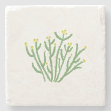 Gelbe Blume Cholla Cactus Wüste Stone Untersetzer