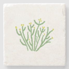 Gelbe Blume Cholla Cactus Wüste Stone Untersetzer