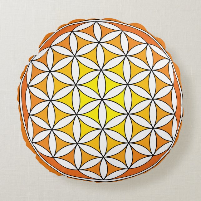 Gelbe Blume der Lebensmeditation Pillow Rundes Kissen (Vorderseite)