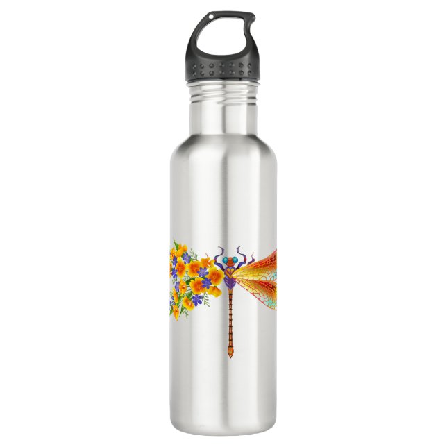 Gelbe Blume Edelstahlflasche (Vorderseite)