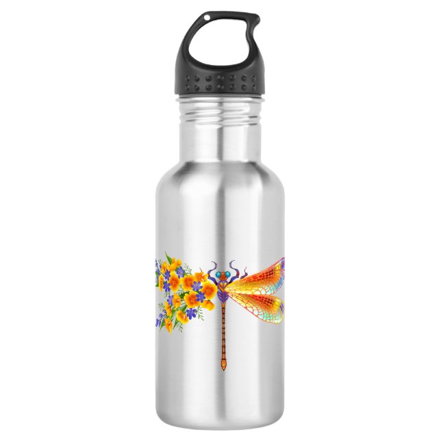 Gelbe Blume Edelstahlflasche (Vorderseite)