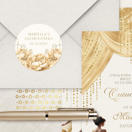 Gelbe Blume Elegante Quinceanera Runder Aufkleber