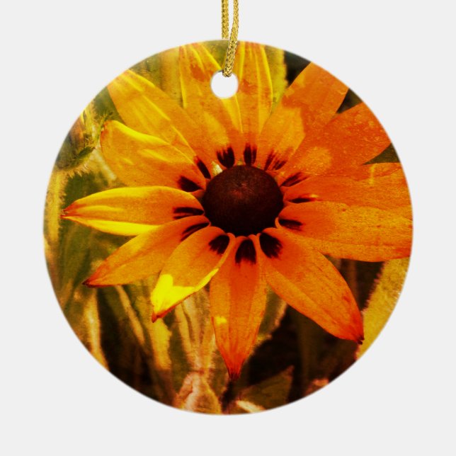 Gelbe Blume Foto Circle Ornament (Vorne)