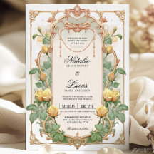 Gelbe Blume Gold Jugendstil Einladung zur Hochzeit