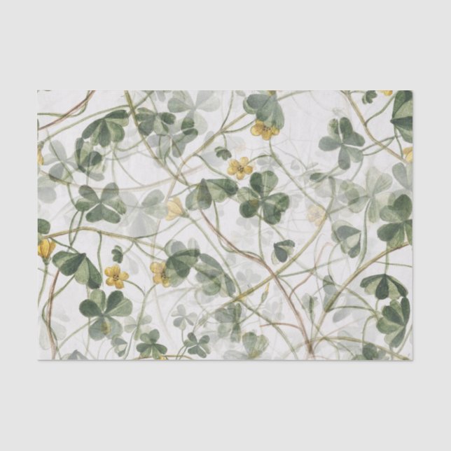 Gelbe Blume Grüne Klee Blumendekoupage Seidenpapier (Vorderseite)