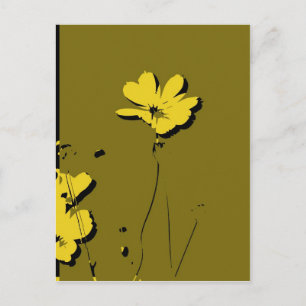 Gelbe Blume im grünen Hintergrund - schöne Kunst Postkarte