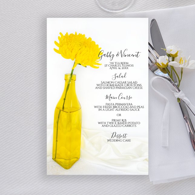 Gelbe Blume im Vase Wedding Menu (Von Creator hochgeladen)