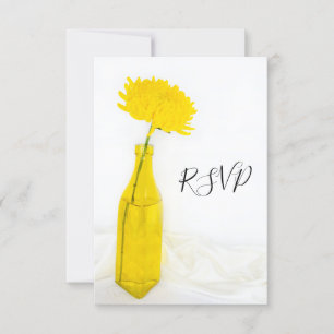 Gelbe Blume in Vase Wedding RSVP Antwortkarte Karte