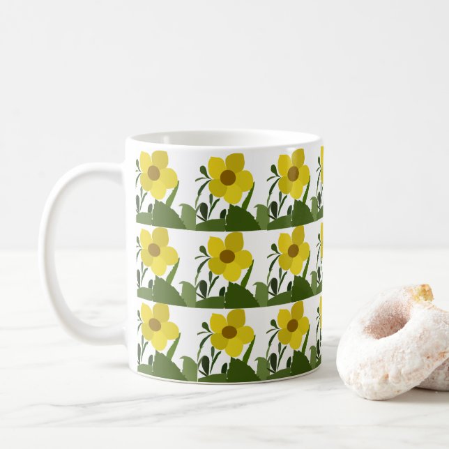 Gelbe Blume Kaffeetasse (Mit Donut)