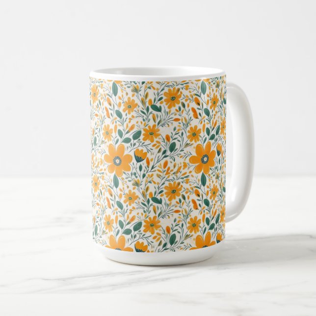 Gelbe Blume Kaffeetasse (VorderseiteRechts)