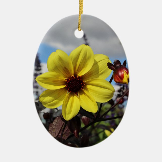 Gelbe Blume Keramikornament (Vorne)