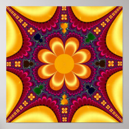 Gelbe Blume Mandelbrot Mandala Poster