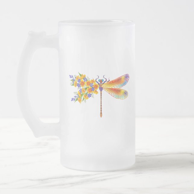 Gelbe Blume Mattglas Bierglas (Links)
