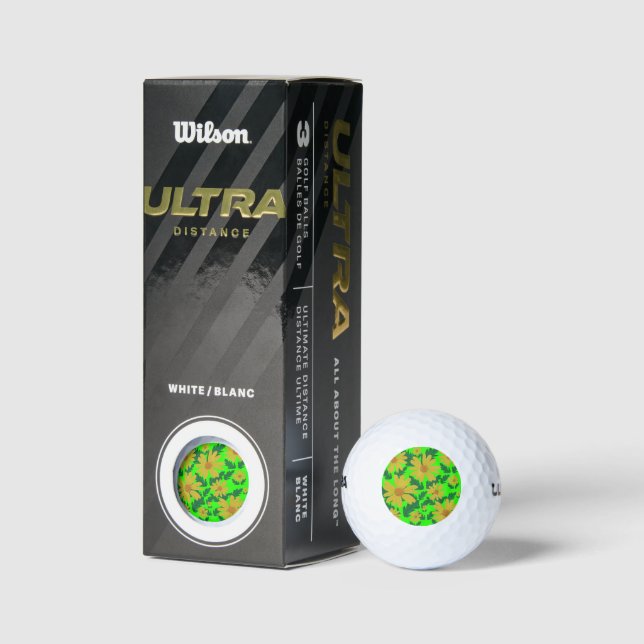 Gelbe Blume mit goldfarbenen Blätter Golfball (Verpackungen)