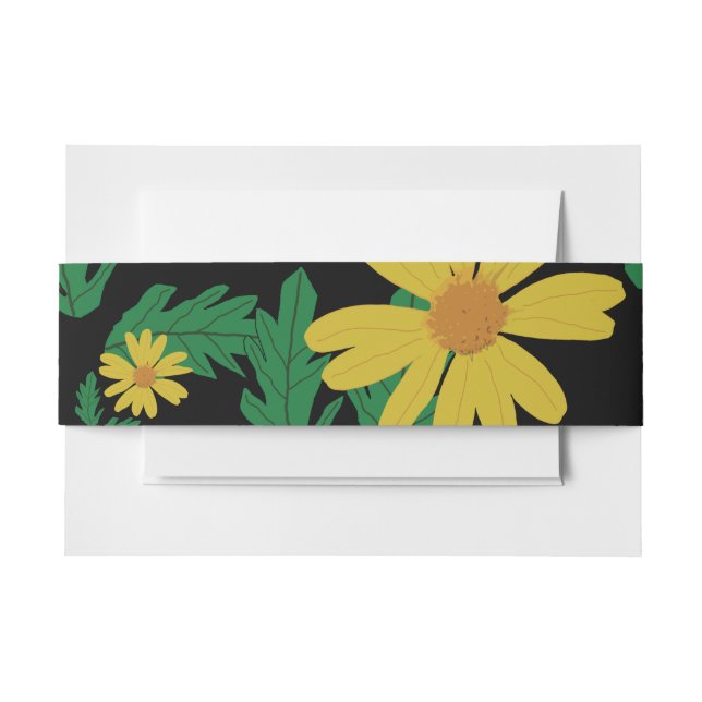 Gelbe Blume mit grünen Blätter Einladung Einladungsbanderole (Vorderseite Beispiel)