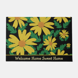 Gelbe Blume mit grünen Blätter Fußmatte